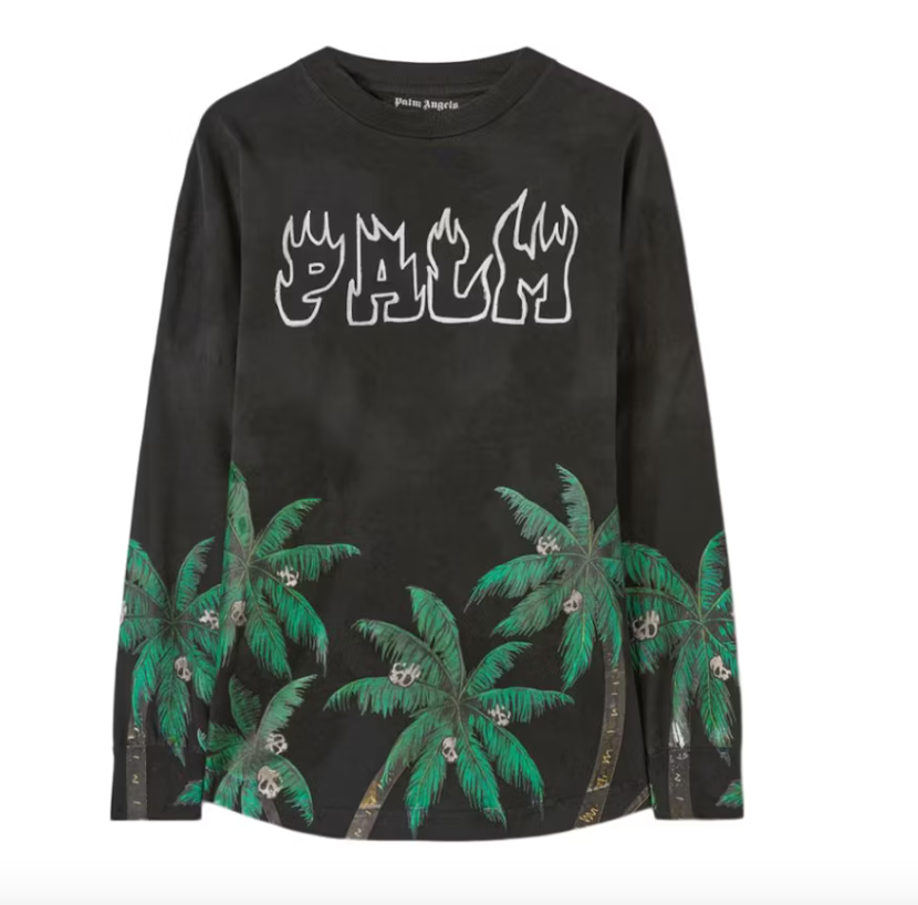 Palm Angels Palms & Skull Over L/S Black